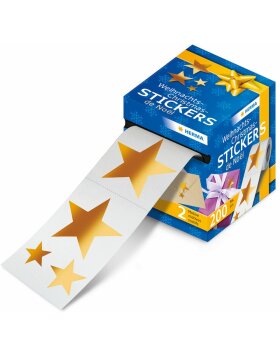 Herma Christmas stickers, stars, 200 stickers on roll, gold foil