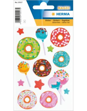 Herma magische Sticker snoepjes met glinsterende glitter