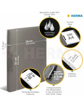 Herma Ring binder A4 translucent brown