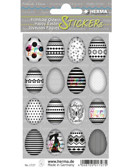 Herma DECOR Stickers Happy Easter eggs set black white