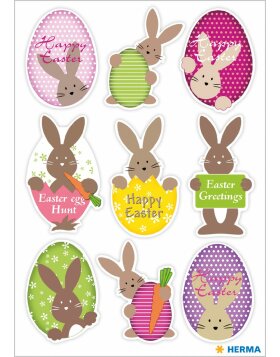 Herma MAGIC Stickers Happy Easter Easter rabbits, Transpuffy