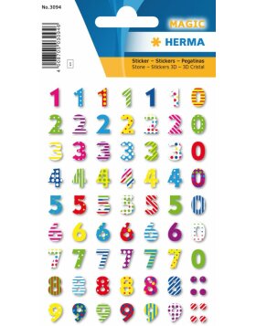 Herma MAGIC Stickers colourful numbers, stone