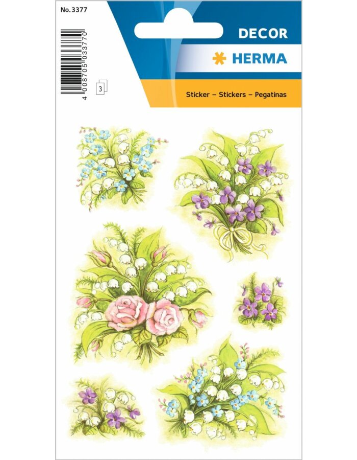 HERMA Sticker DECOR /"Stiefmütterchenköpfe/" 3 Blatt à 10 Sticker
