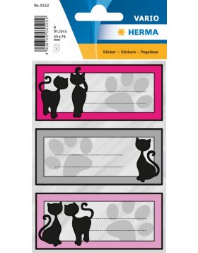 Herma VARIO Schuletiketten Schwarze Katzen