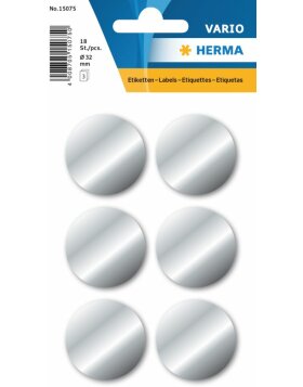 Herma DECOR Multi-purpose labels, Ø 32 mm, silver, permanent adhesion, for hand lettering