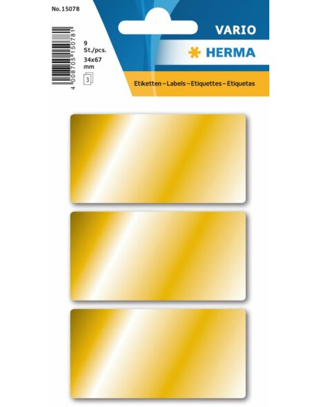 Herma DECOR Multi-purpose labels, 34 x 67 mm, gold, permanent adhesion, for hand lettering