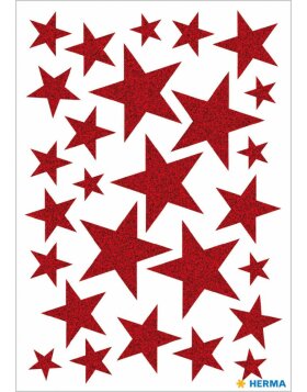 Herma MAGIC Stickers stars red, glittery