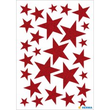 Herma magic sticker stars red, glittery