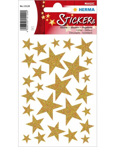 Herma MAGIC Sticker Sterne Gold, Glittery