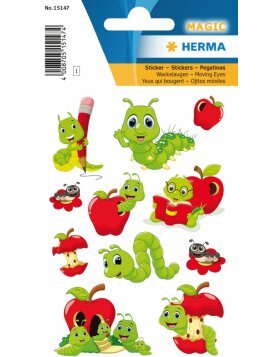 Herma MAGIC Sticker Fritz der Wurm, Wackelaugen