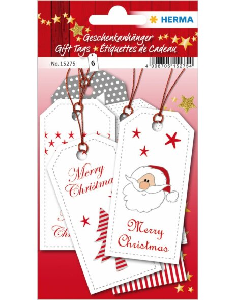 Herma magic Gift Tags Christmas Xmas 8 x 4 cm, czerwony