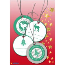 Herma MAGIC Gift tags Christmas 3D Ø 5 cm, green silver