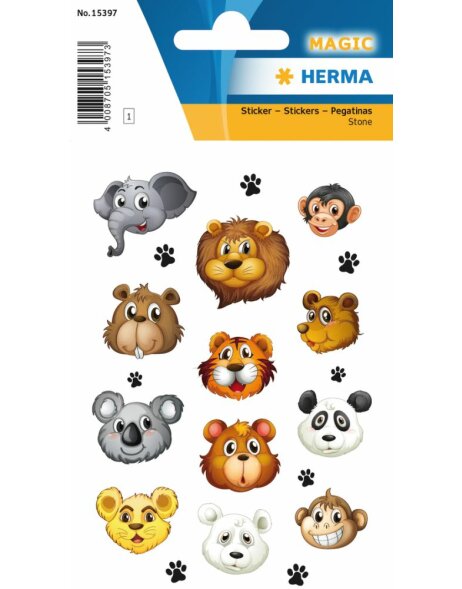Herma MAGIC Sticker Tiergesichter, Stone