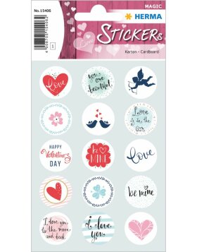 Herma MAGIC Stickers love messages, cardboard