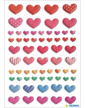 Herma MAGIC Stickers happy colourful hearts, puffy