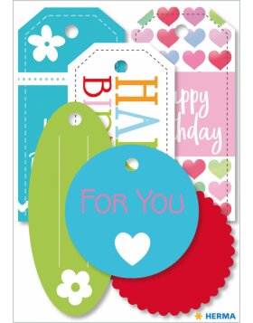 Herma HOME HOME gift tags happy birthday, with string
