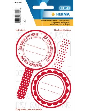 Herma HOME Stickers  kitchen labels for lid new look red,...