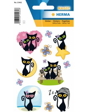 Herma MAGIC Stickers cute cat, glittery