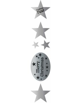 Herma Weihnachtssticker, Sterne bedruckt, 200 Sticker auf Rolle, aus Silberfolie