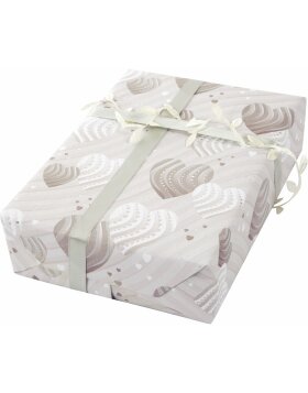 Wrapping paper Silver Hearts 50x70 cm bow