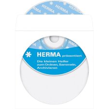 HERMA Fundas CD-DVD autoadhesivas blancas 100 unidades