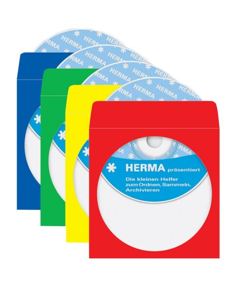 CD-DVD-pockets, 124x124 mm, colours assorted, 100 pockets