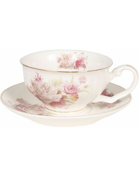 Cup and saucer &Oslash; 13x2 / 12x9x5 cm White - 6CE0835