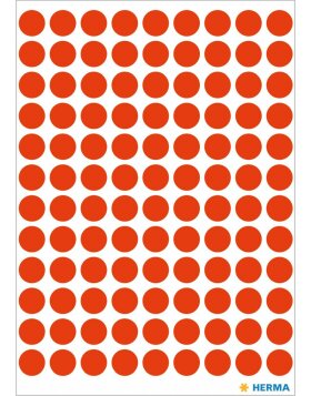 Etichette multiuso rosse &oslash; 8 mm carta rotonda...