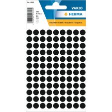 Étiquettes multi-usages noires Ø 8 mm rond papier mat 540 pcs.