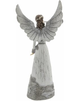 Angel with trumpet 19x13x36 cm Gray - 6PR2294