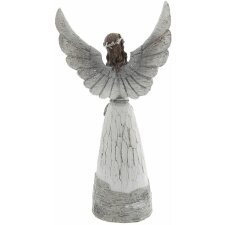 Angel with harp 18x11x36 cm Gray - 6PR2295
