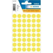 Étiquettes multi-usages jaunes Ø 12 mm rond papier mat 240 pcs.