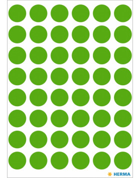 Etichette multiuso verdi Ø 12 mm carta rotonda opaca 240 pz.
