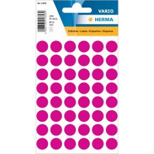 Vario coloured dots - labels 12mm Ã˜ pink