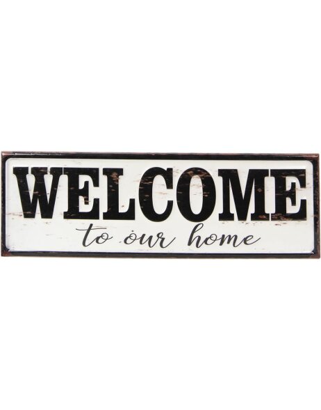 Quote board welcome to our home 60x15x1.5 cm White black - 6Y2829