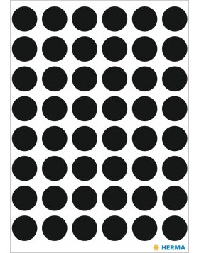 Etichette multiuso nere &Oslash; 12 mm carta rotonda...