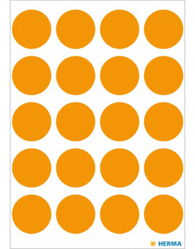 Multi-purpose labels &oslash; 19mm luminous orange 100 pcs.