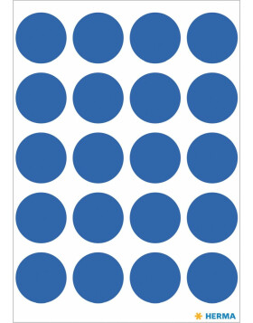 Etichette multiuso blu &Oslash; 19 mm carta rotonda opaca...