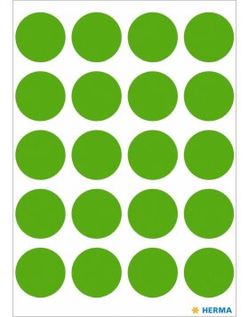 Etichette multiuso verdi &Oslash; 19 mm carta rotonda...