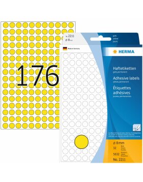 Multifunctionele etiketten geel ø 8 mm rond papier mat 5632 st.
