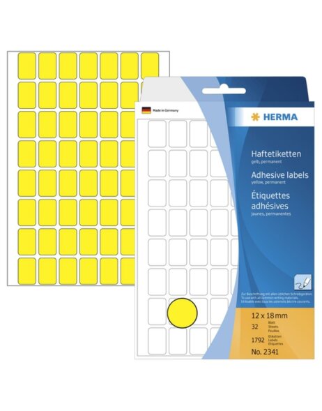 Multifunctionele etiketten geel 12x18 mm papier mat 1792 st.