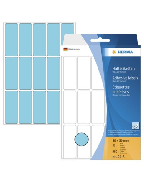 Etykiety uniwersalne niebieskie 20x50 mm papier mat 480 szt.