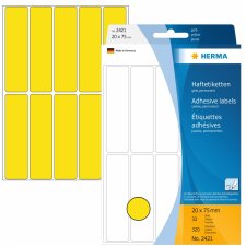Étiquettes multi-usages jaunes 20x75 mm papier mat 320 pcs.