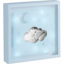 Cadre bébé LED nuage 9x14 cm (23x23 cm) bleu