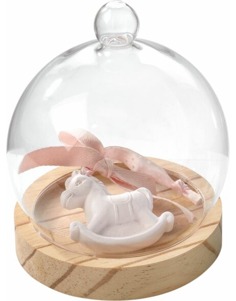 A922 Mascagni Glass Bell rocking horse pink