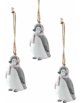 20CC494 Mascagni tree ornaments set 3 penguins pink