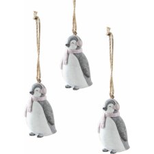 20CC494 Mascagni tree ornaments set 3 penguins pink