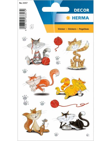 Herma Sticker DECOR Dr&ocirc;les de chats luisants