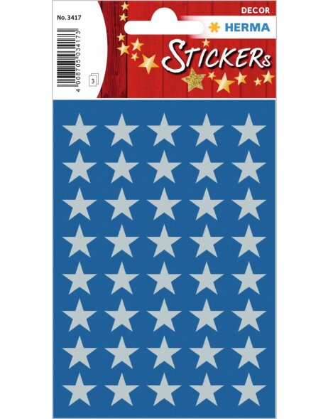 Sticker Sterne 5-Zackig, silber &Oslash; 13 mm