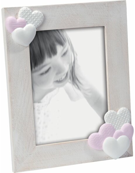 M920 wooden baby frame heart 13x18 cm pink